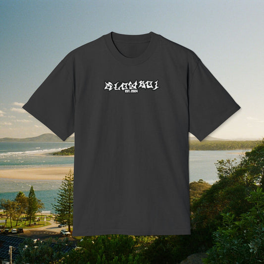 Heavy Faded Slowboi Tee - White Text