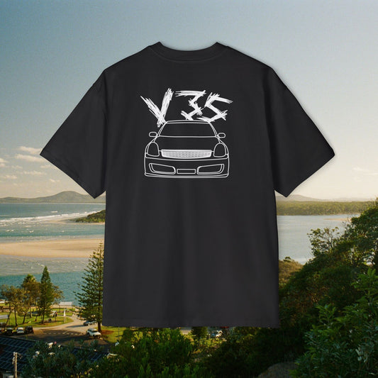 V35 SKYLINE Heavy Tee - White Text