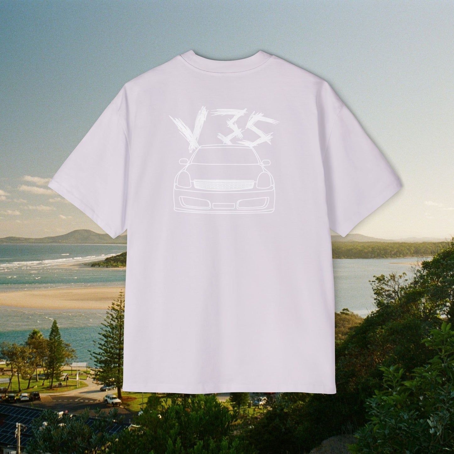 V35 SKYLINE Heavy Tee - White Text